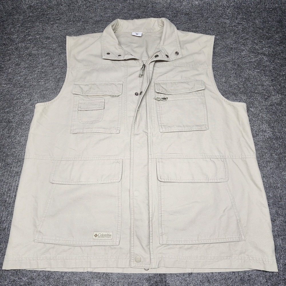 Columbia Mens Multi Pocket Utility Safari Hiking Photography Khaki Vest XXL